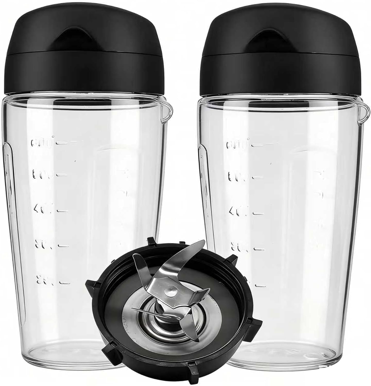 Replacement Stainless Steel 6-point Ice Crushing Blade with 2pcs 20oz cup Blender Blend-N-Go Smoothie Kit, Compatible with Oster all Classic Series, OSTERIZER GALAXIE blender/Chopper