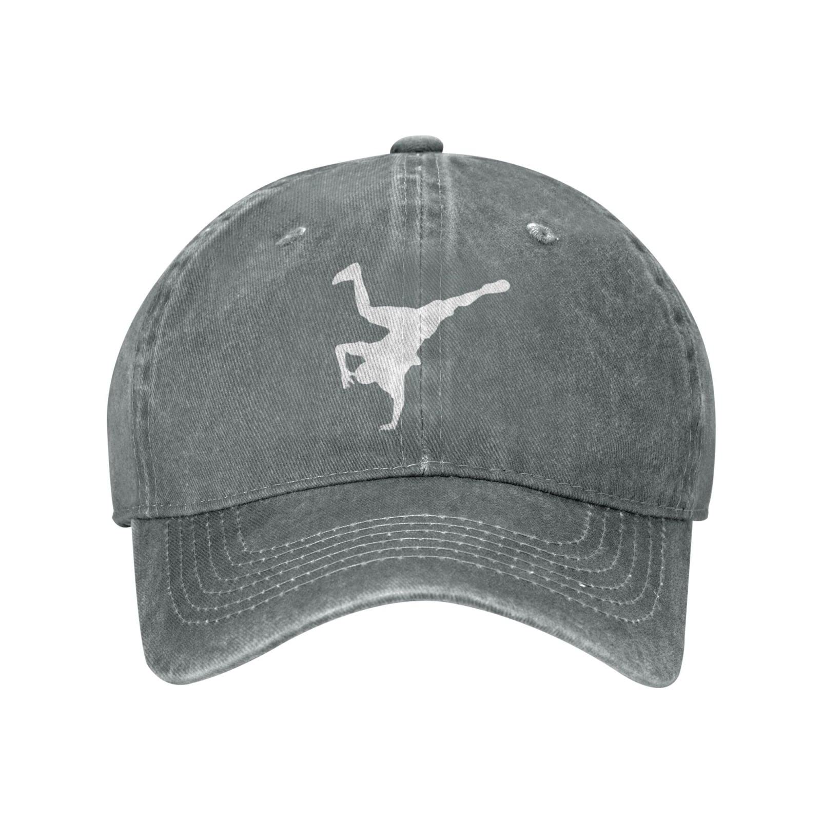Lsjuee Unisex Gray Break Dance Cowboy Hat Baseball Caps Adjustable Sports Golf Denim Casquette Cap Black