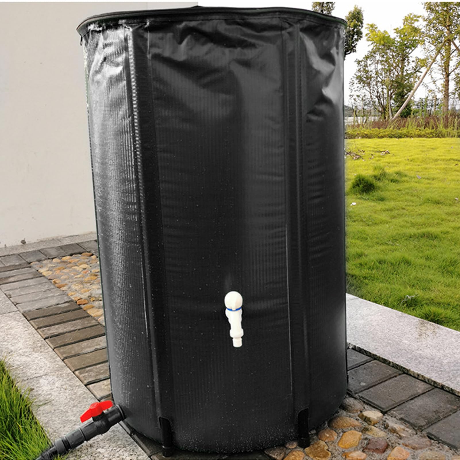 Barril de Recogida de Agua de Lluvia, para conservar el Agua, depósito de | agua de lluvia portátil plegable de 200 l con tapón de filtro, kit de rebosadero, tanque de agua estable resistente a la