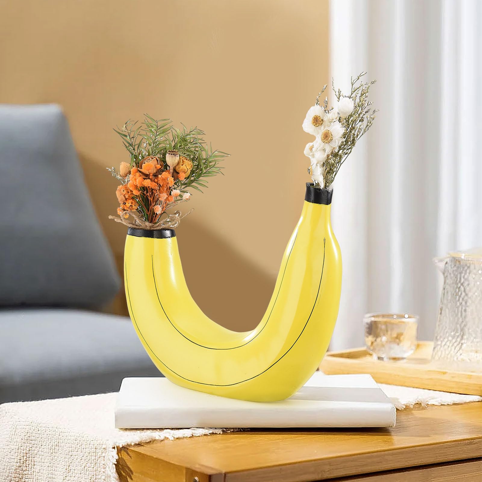 Amazon.co.jp: 樹脂バナナ花瓶 装飾用 クリエイティブバナナ型花瓶