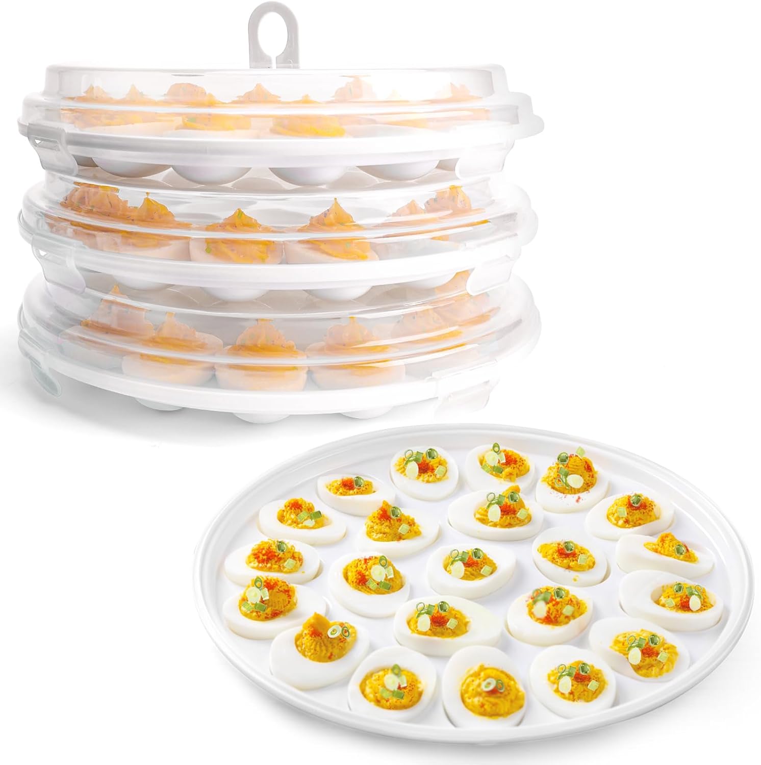 HANSGO 3PCS Deviled Egg Platter, Deviled Egg Carrier With