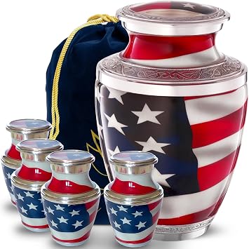 Large American Flag Urn - with 4 Boxed Keepsakes