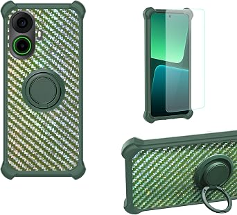 Aroepurt Case Compatible for Meizu Note 21 Pro Phone Case Cover [with Tempered Glass Screen Protector] PC + Silicone [360 Metal Ring, Magnetic Car Mount] TZZH-LV