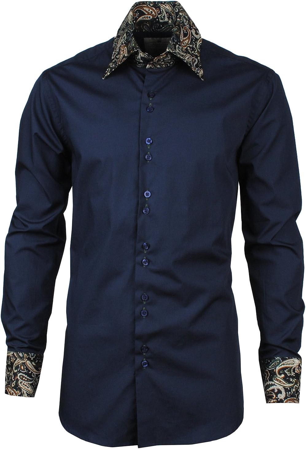 Angel Cola Paisley Collar and Cuffs Men's Designer Cotton Dress Shirts