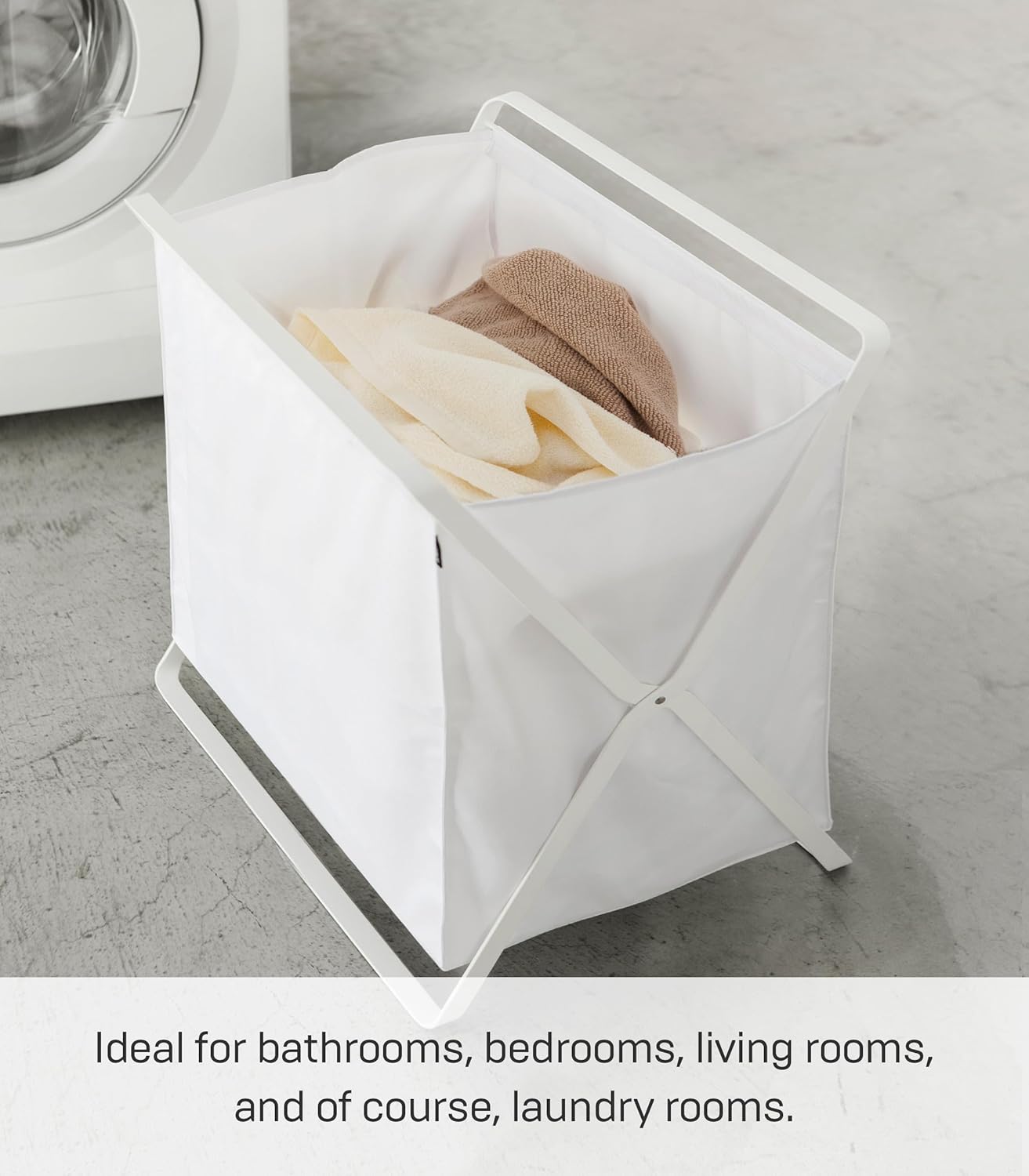 Yamazaki Home Tower Space Saving Storage Hamper, 16" - Steel - 8.5 Gallon, 32 Liters