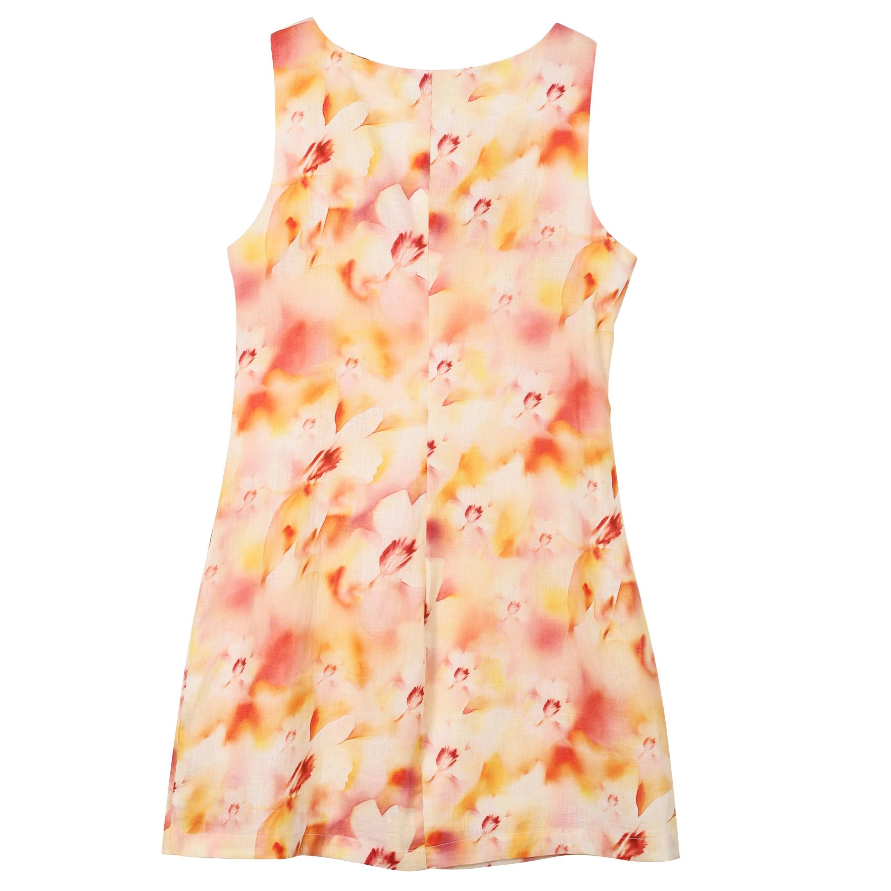 Amazhiyu Vestido de lino para mujer, de verano, corto, sin mangas, mini vestido de flores