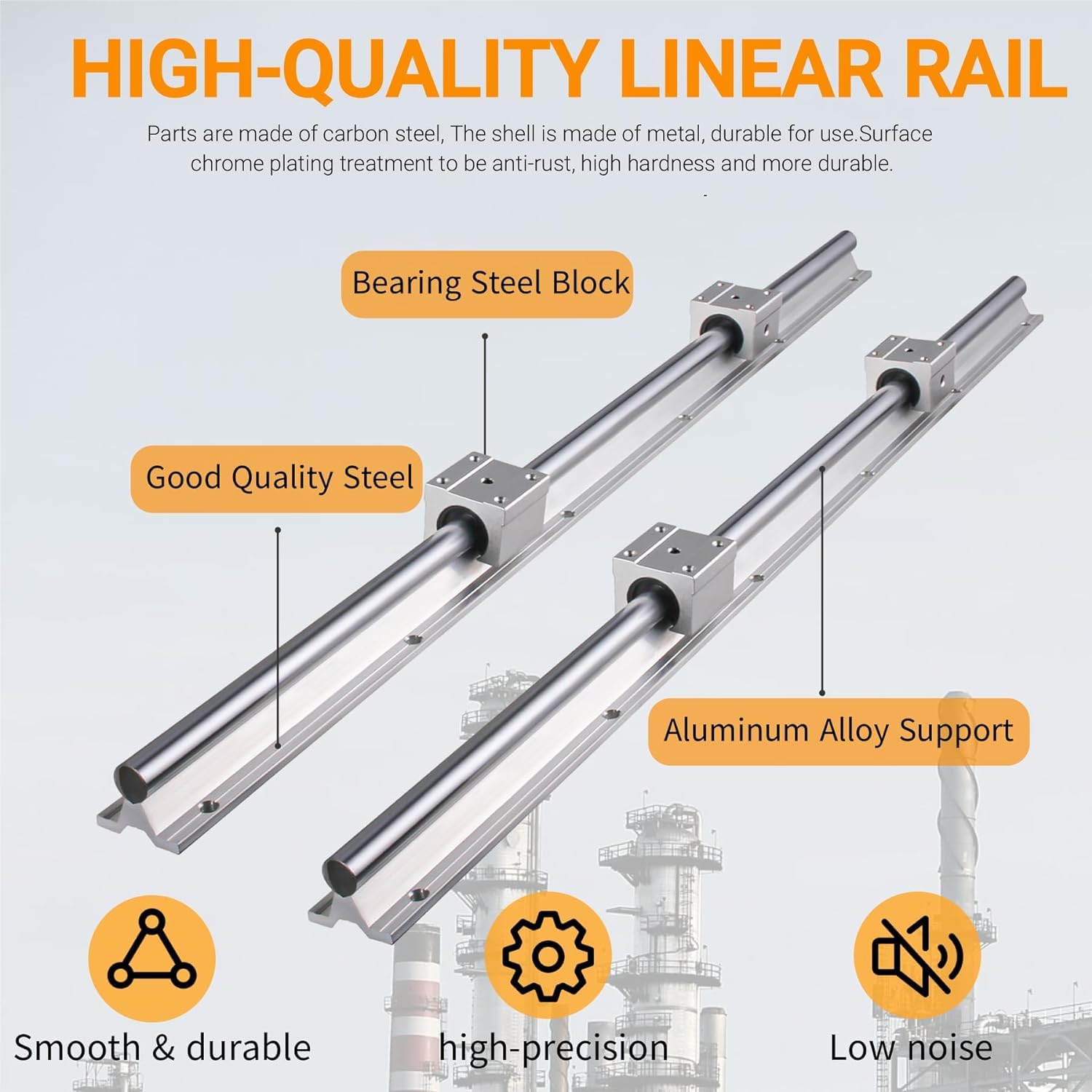 2 guías lineales SBR12 de 1000 mm con asas, 2 ejes de riel deslizante con+4 bloques de carro lineal SBR12UU, juego de rieles guía para impresora 3D CNC
