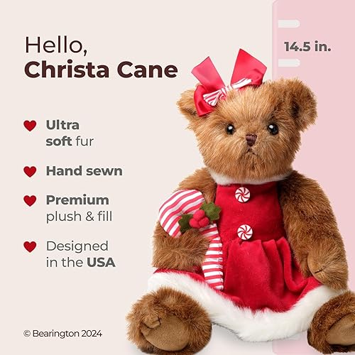 Vista 36 de Bearington - Osito de peluche navideño Jolly Jingles, 10 pulgadas alto, con pelaje ultrasuave, gorro de Papá Noel, bolsa de juguetes, lazo de satén