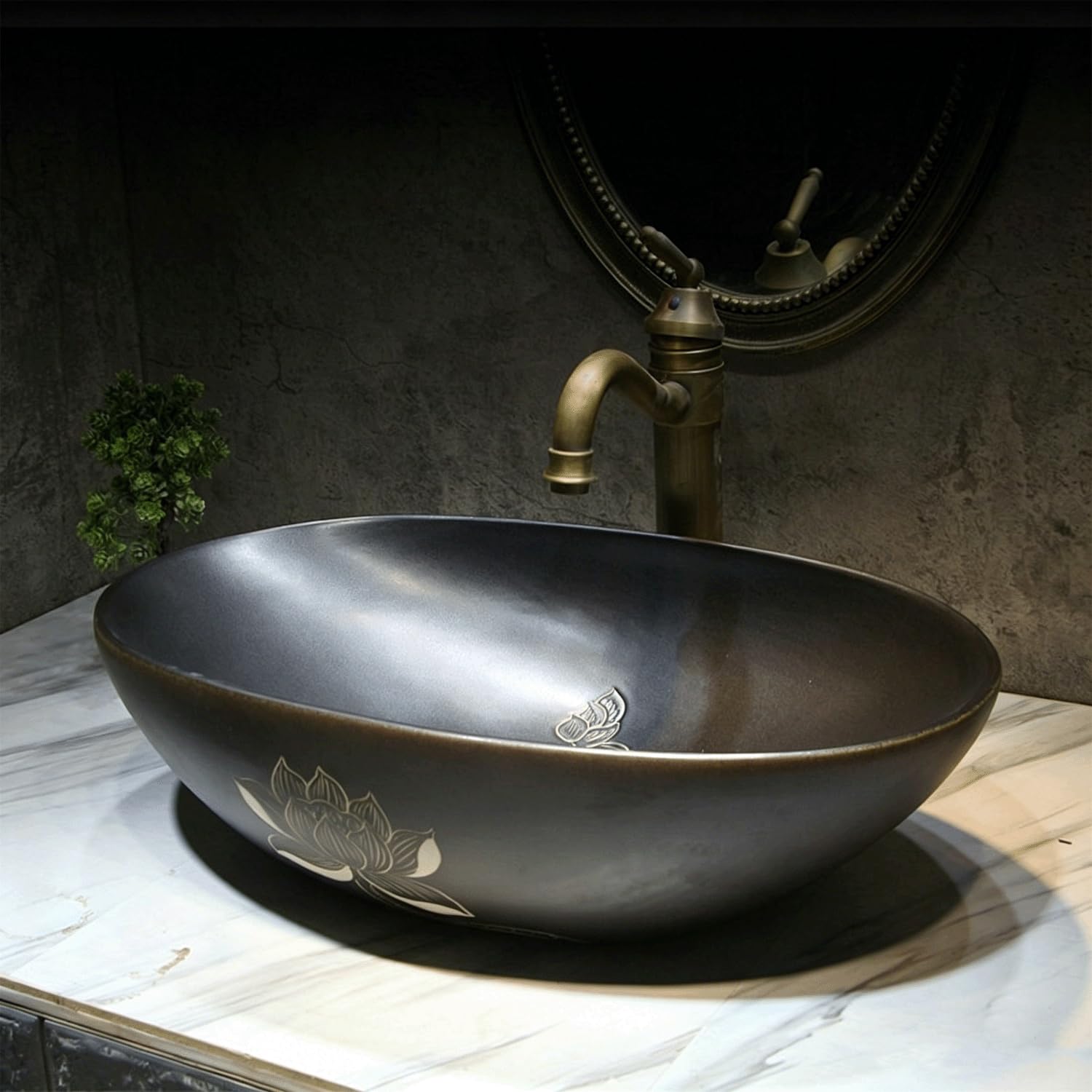 QjxSXLFSX Bathroom Vessel Sink,Bathroom Ceramic Sink Bowl,clean and easy to clean, rounded edges and corners,increased depth, for Bathroom, Hotel, Toilet, RV,A,55×35×15cm