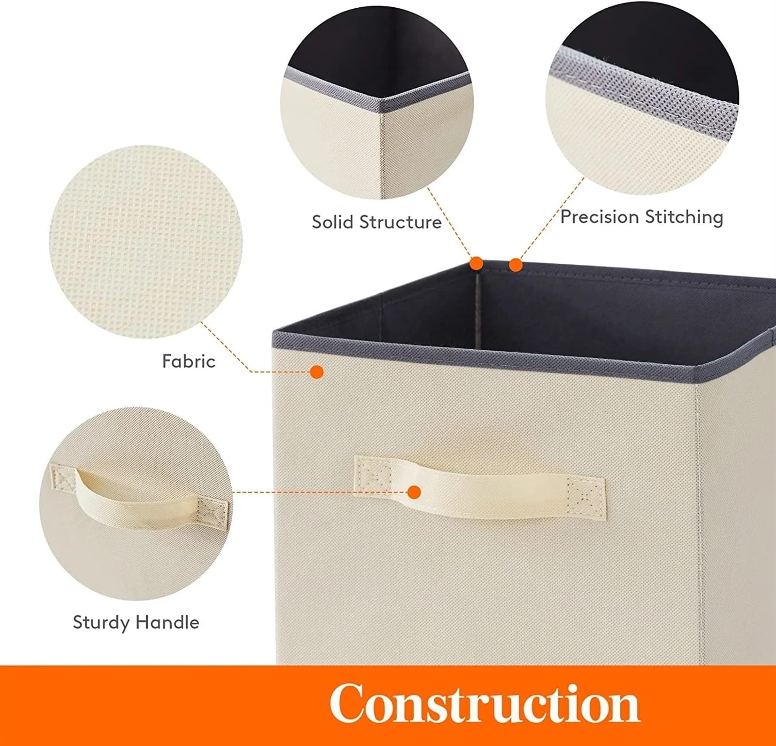 Caja de almacenamiento plegable 6 cubos de almacenamiento plegables de 11 pulgadas, contenedores de tela plegables, organizadores de almacenamiento, cestas organizadoras decorativas(Beige-medium)