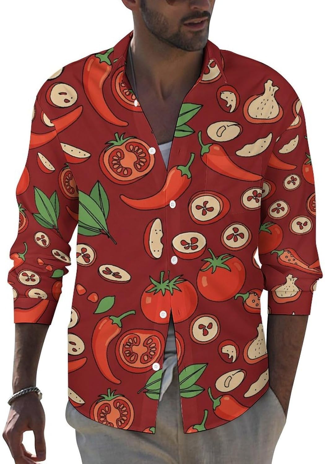 Men Long Sleeve Shirt Casual Button Down Dress Shirts Pocket