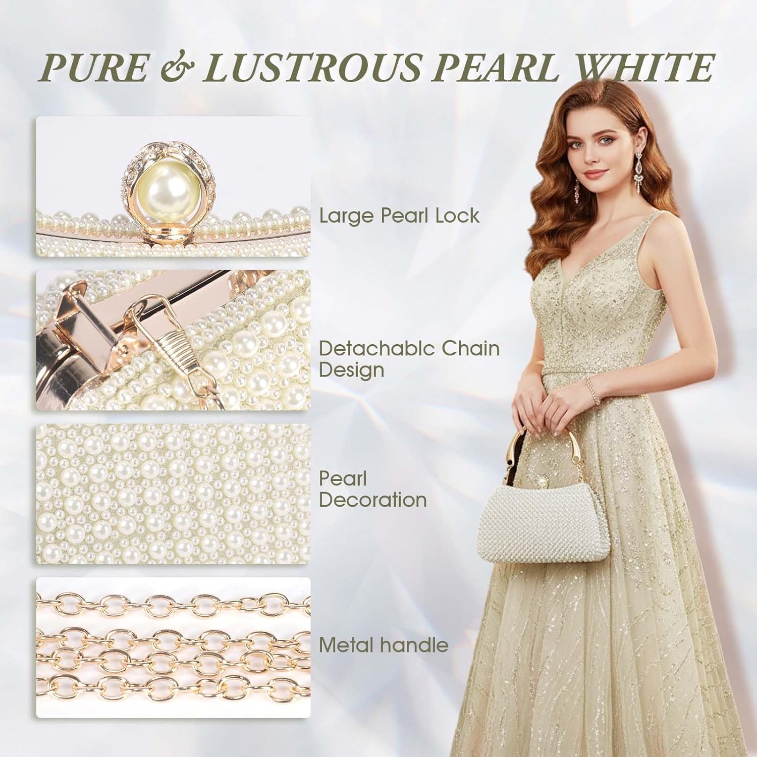 JIAN YA NA Fashion Women Bridesmaid Lady Girl Bride Evening Clutch Bag for Prom Cocktail Party Wedding Engagement