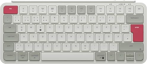 Keychron B1 Pro Ultradünne Kabellose Tastatur, 2,4 GHz/Bluetooth 5.2, 75% DE-ISO Layout, 800-mAh-Akku, Programmierung mit ZMK, Tastatur QWERTZ Kompatibel Mit Mac/Windows/Linux – Vintagerot