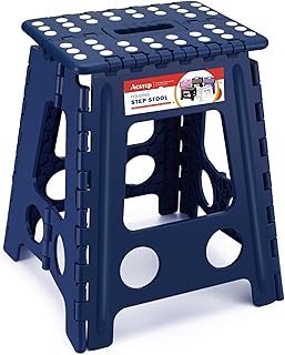 ACSTEP Folding Step Stool 16 Inch Stool Heavy Duty Plastic Foldable Step Stools for Adults and Kids, Stepping Stool with H...