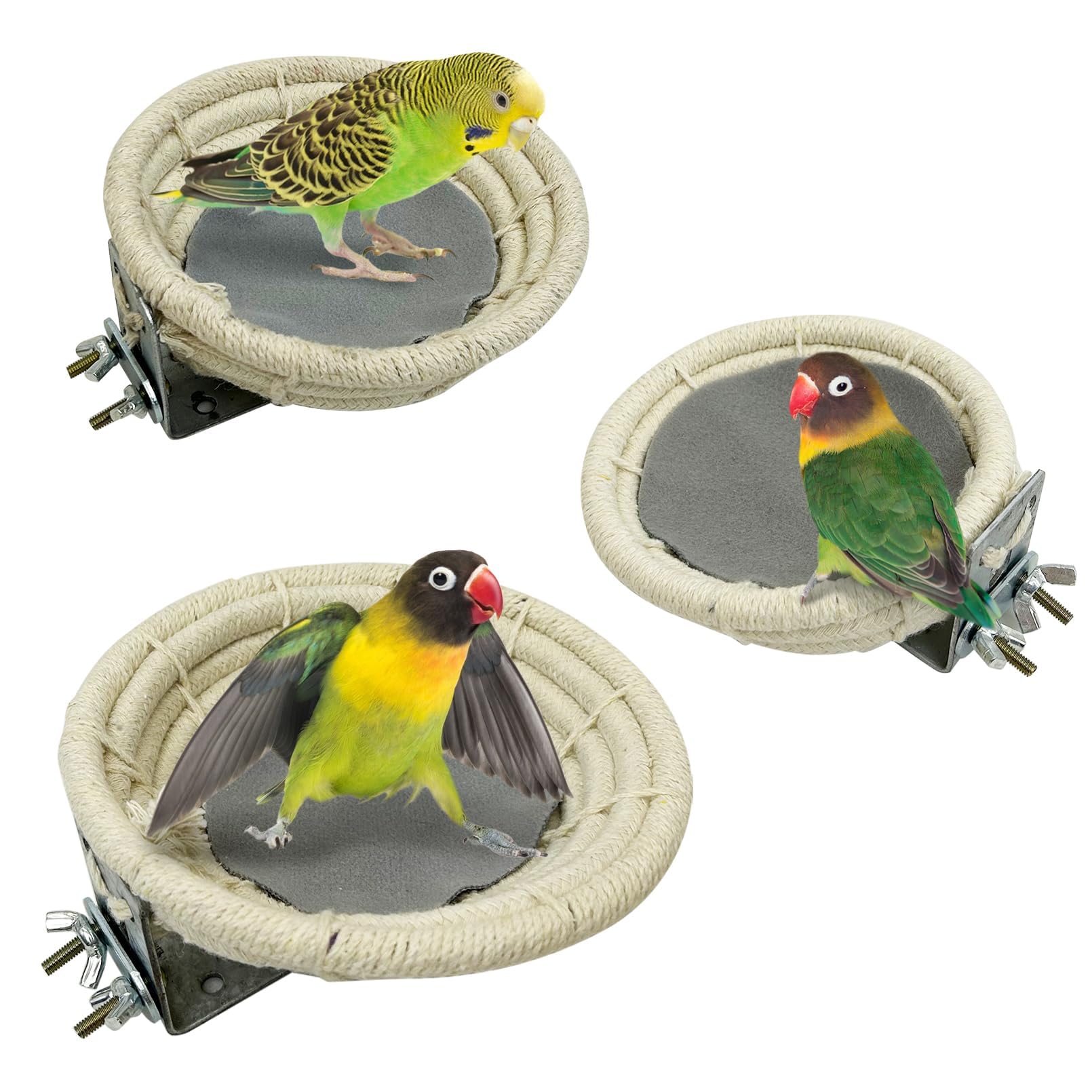 Hamiledyi 3 PCS Bird Nest for Cage Handmade Cotton Weave Hemp Rope Parrot Breeding Nest Hatching Bird Bed Parakeet Nesting Box for Budgie Cockatiel Conure Lovebird