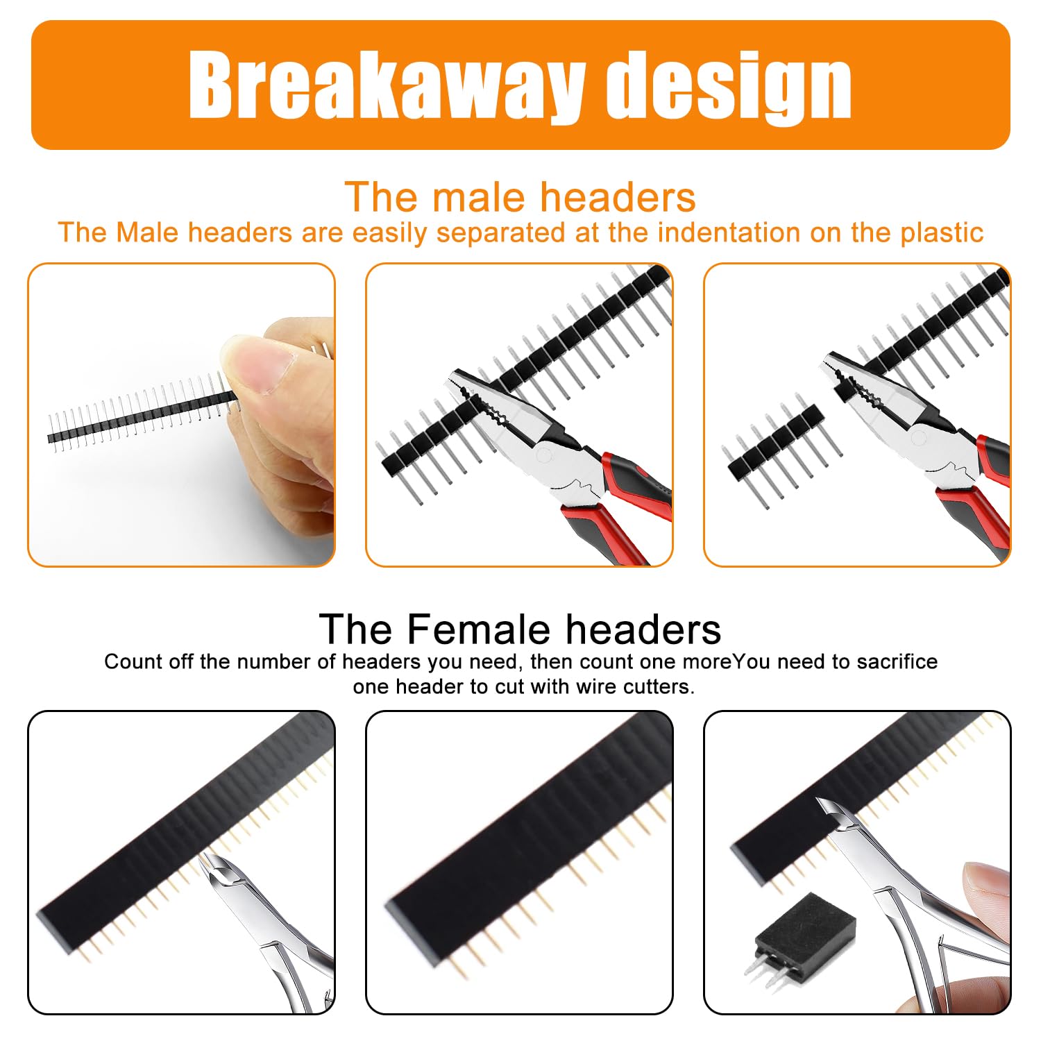 Produktbild von 20 Stück 2,54 Mm Breakaway-Stiftleisten – 40 Pins Männlich + Weiblich Für Arduino & Platinen