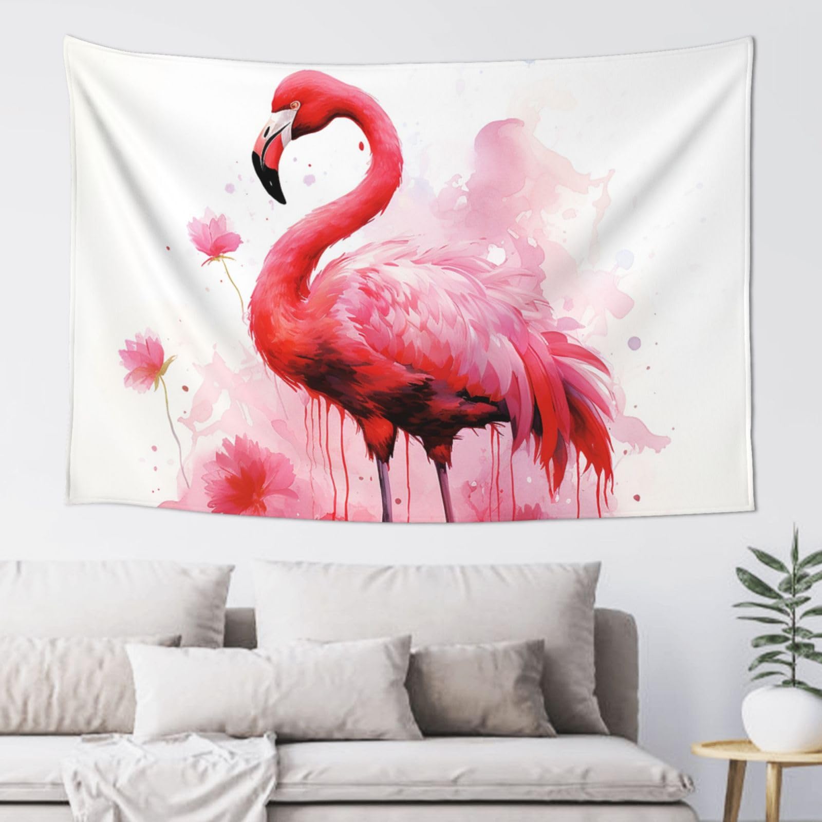 FodPand Flamingo Watercolor Tapestry for Bedroom Aesthetic, Wall Hanging Tapestries Art Decor Backdrop Wall Tapestry for Dorm Living Room Funny Poster Party Banner Background 40" X 60"