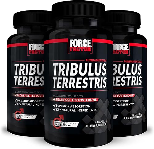 FORCE FACTOR Tribulus Terrestris para hombres, paquete de 3, refuerzo de testosterona Tribulus para hombres, suplemento de vitalidad masculina,