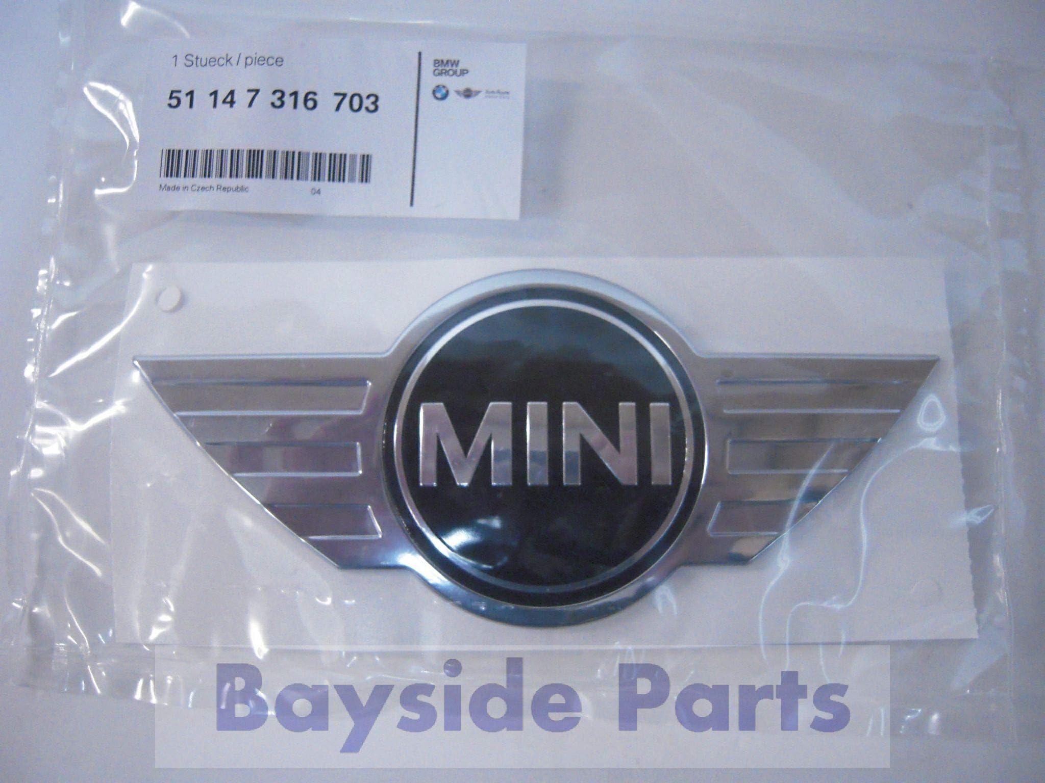 Genuine Mini Cooper Front Emblem - OEM Winged Badge for Mini Models - Part Number 51-14-7-316-703