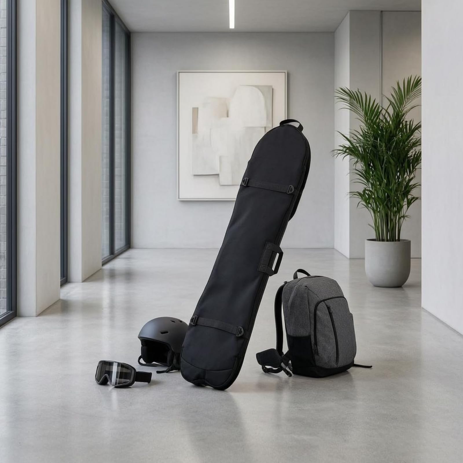 Borsa Snowboard Imbottita a Spalla Borsa Snowboard Nera Manici Rinforzati Accessorio Sportivo