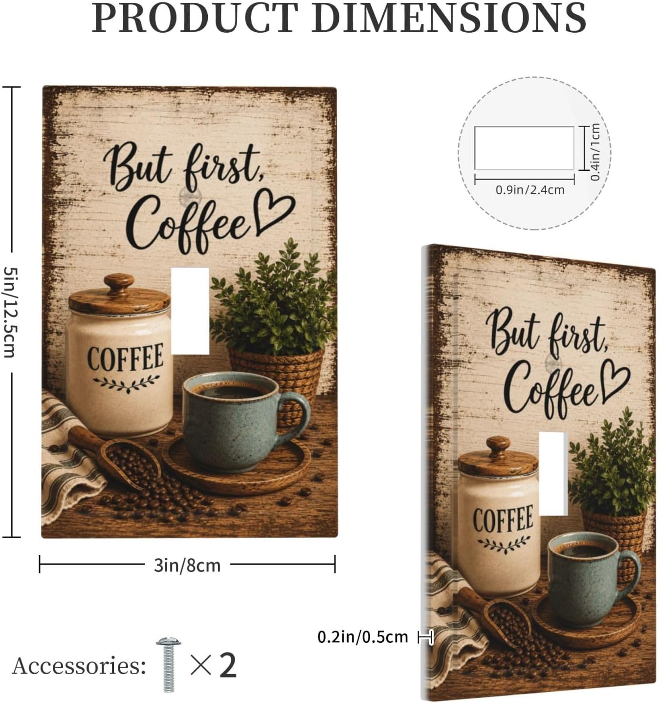 Decorative Light Switch Cover Plate Rustic Coffee Quote Vintage Coffee Mug 1 Gang Single Toggle Wall Plates for Electrical Outlet Covers Switch Plate Covers Faceplate for Farmhouse Decor