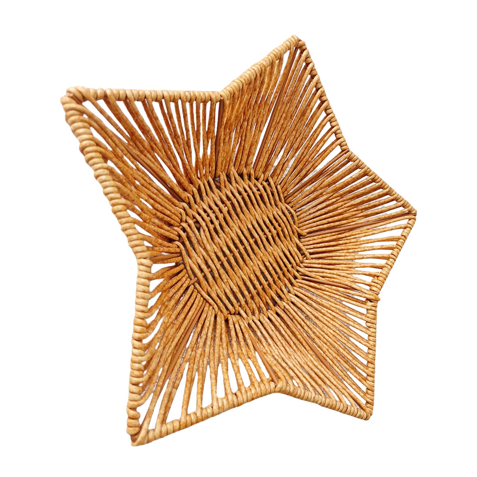 MICFENY Large Capacity Imitation Rattan Storage Basket Multipurpose Star Shaped Bread Serving Tray Desktop Snacks Organiser