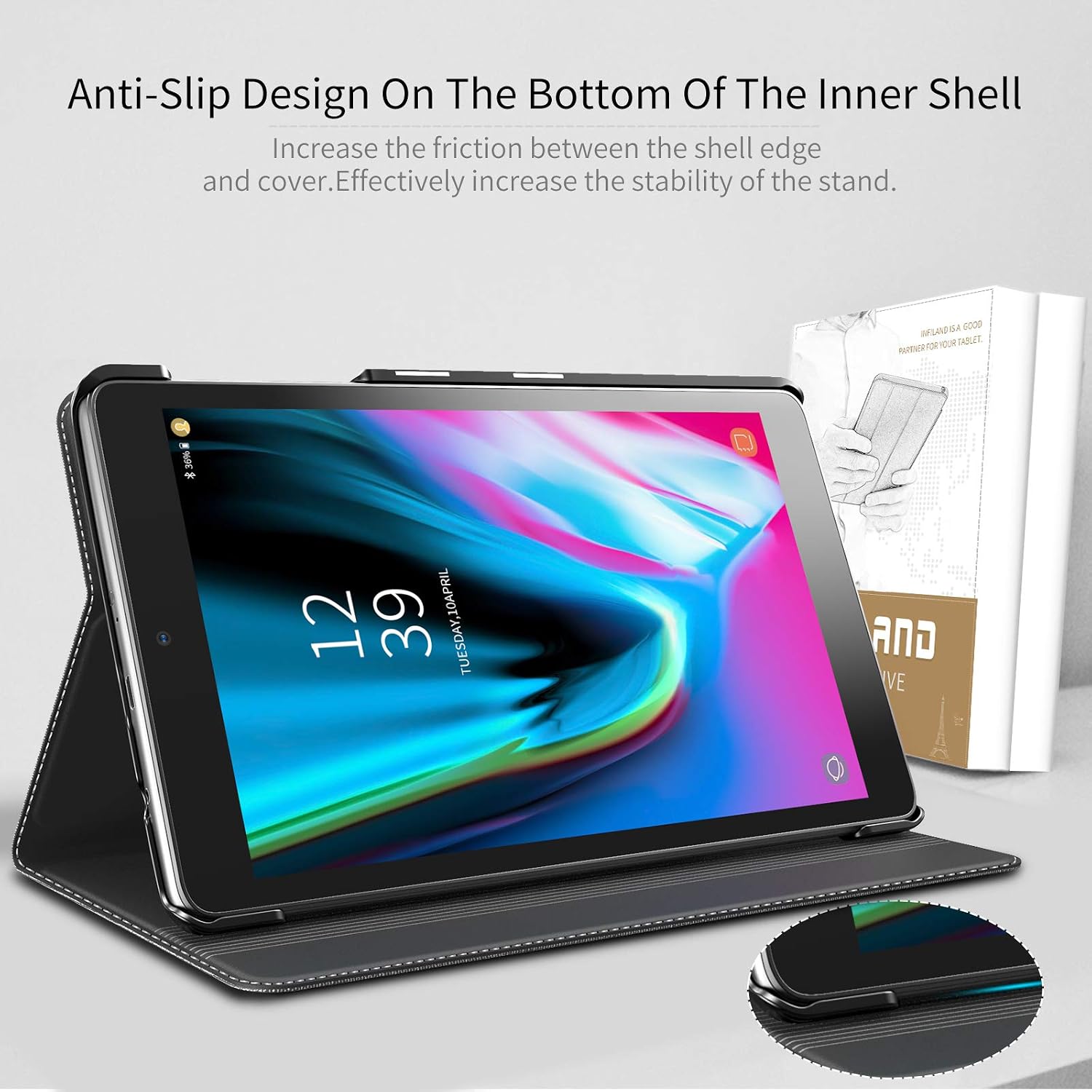 Infiland T-Mobile Alcatel Joy Tab 8/ Alcatel 3T 8 Tablet Case, Multi-Angle Stand Cover Fit T-Mobile Alcatel Joy Tab 8-inch 2019 Release/Alcatel 3T 8-inch 2018 Released Tablet, Gray