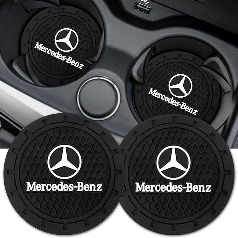 Kit de Porta-Copos para Carro Mercedes-Benz em Silicone Preto, Redondo, 2 Peças Black-cup-02