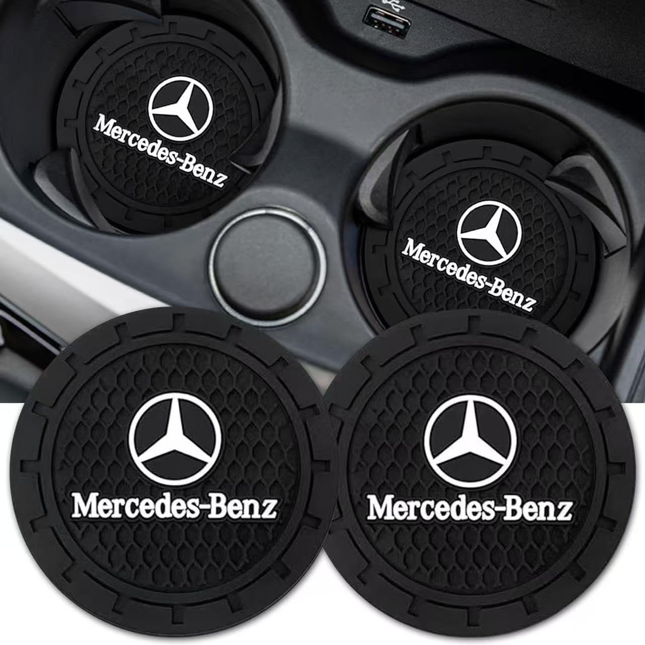 Amazon.com: Mercedes-Benz Car Cup Holder Coaster, Black, 2PCS