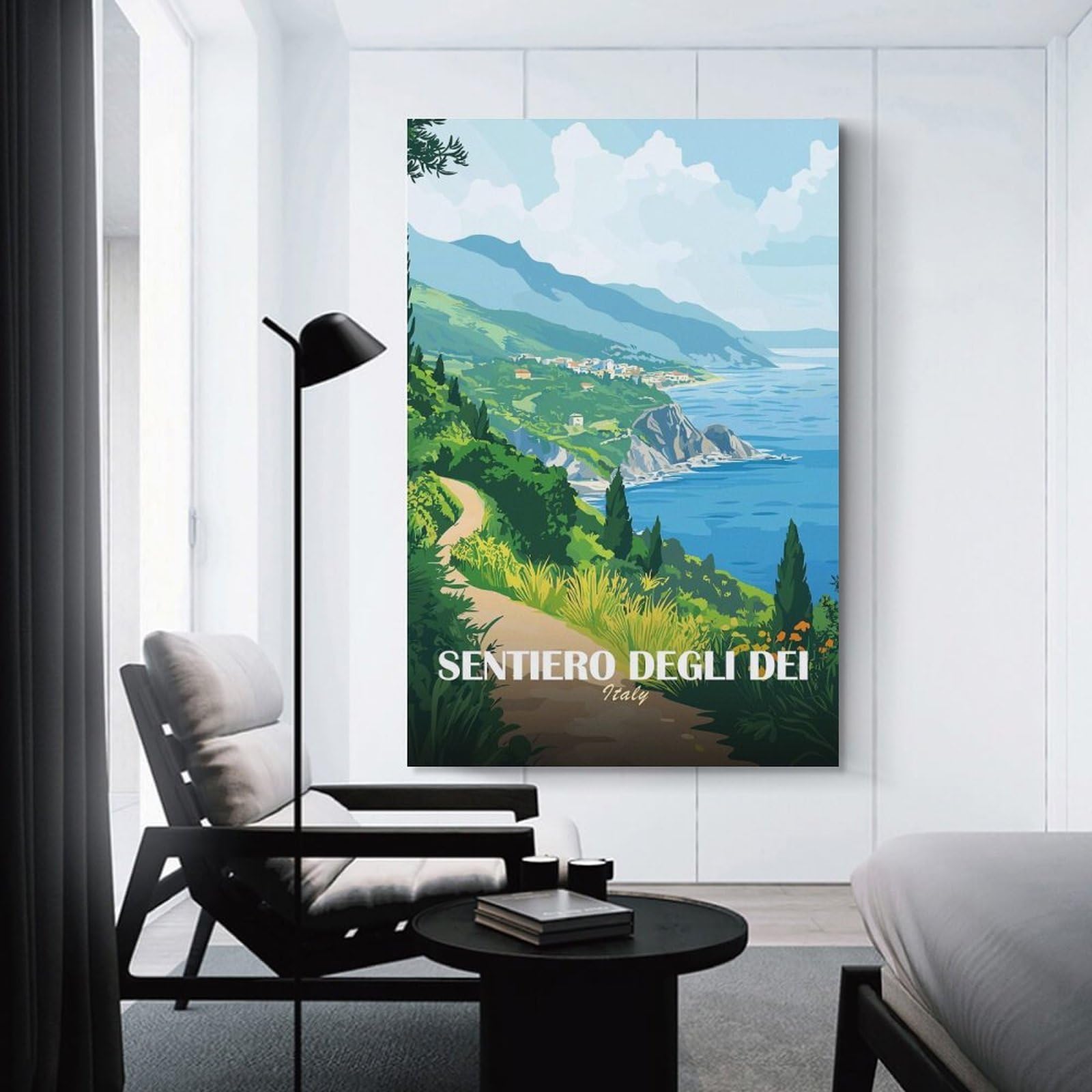 Junmoney Sentiero Degli Dei, Italy Travel Canvas Wall Art 12x18inch(30x45cm), for Wall Displays, Bedrooms Or Room Updates, Ideal for Building A Coordinated Art Wall