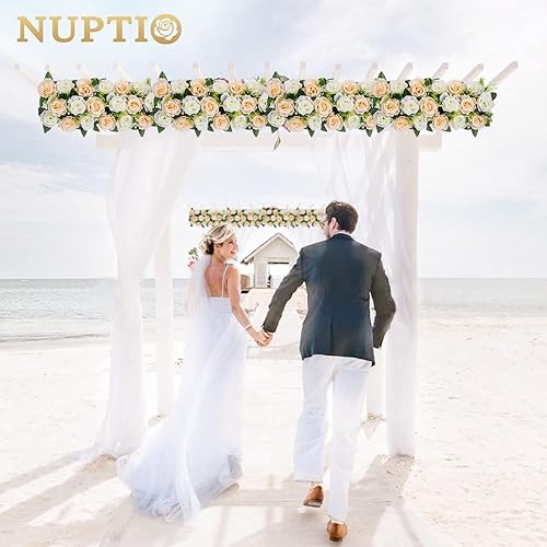 Miniatura 4 de NUPTIO Centros de mesa florales de boda para mesas, 10 arreglos florales de primavera de 19.6 pulgadas de largo, centro de mesa artificial, arreglo