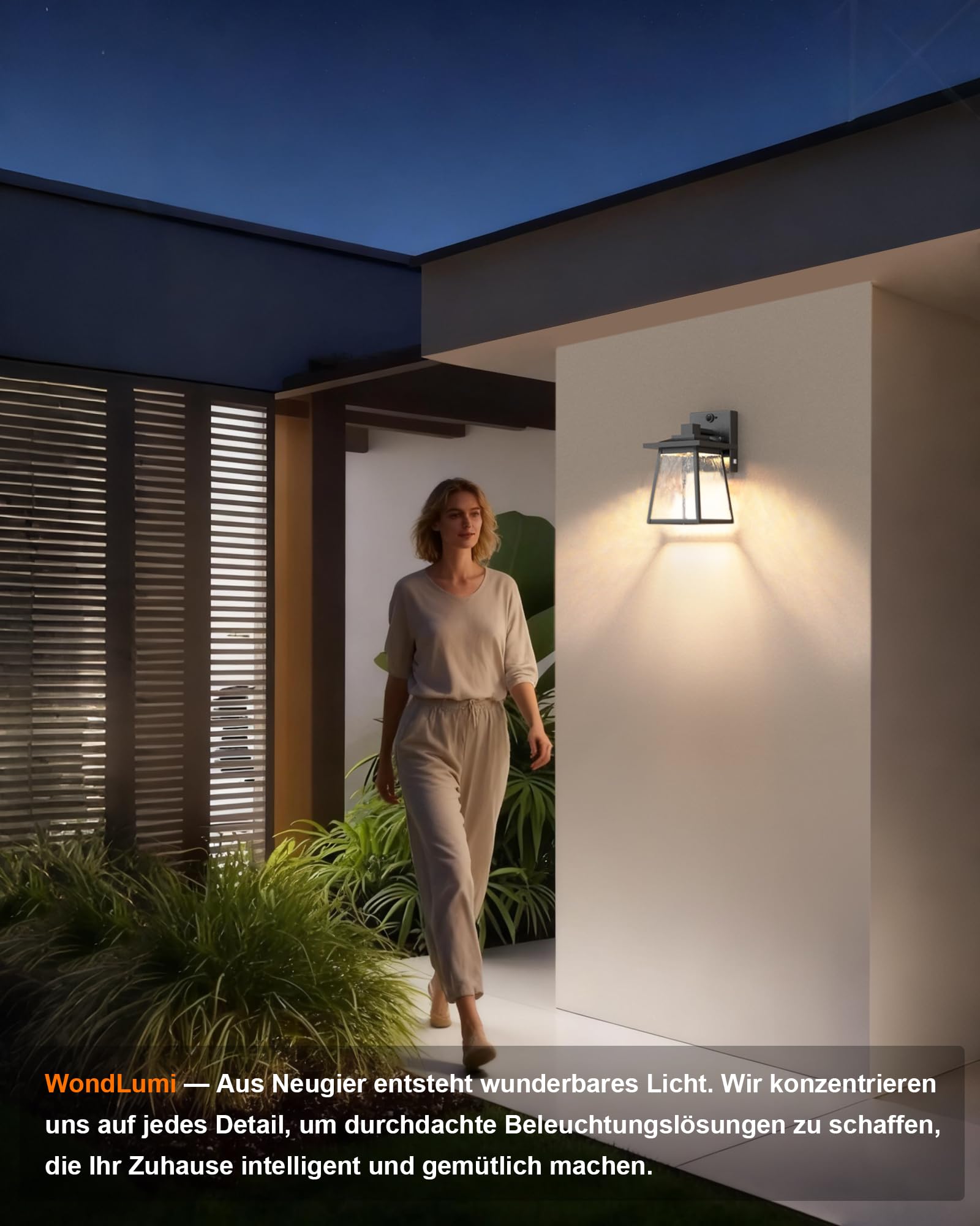 LED Außenlampe mit Bewegungsmelder 10W Wandleuchte Aussen Anthrazit IP44 Moderne Wandlampe 230V Trapezförmig für Terrasse, Hof inkl.3CCT Modul 800ML