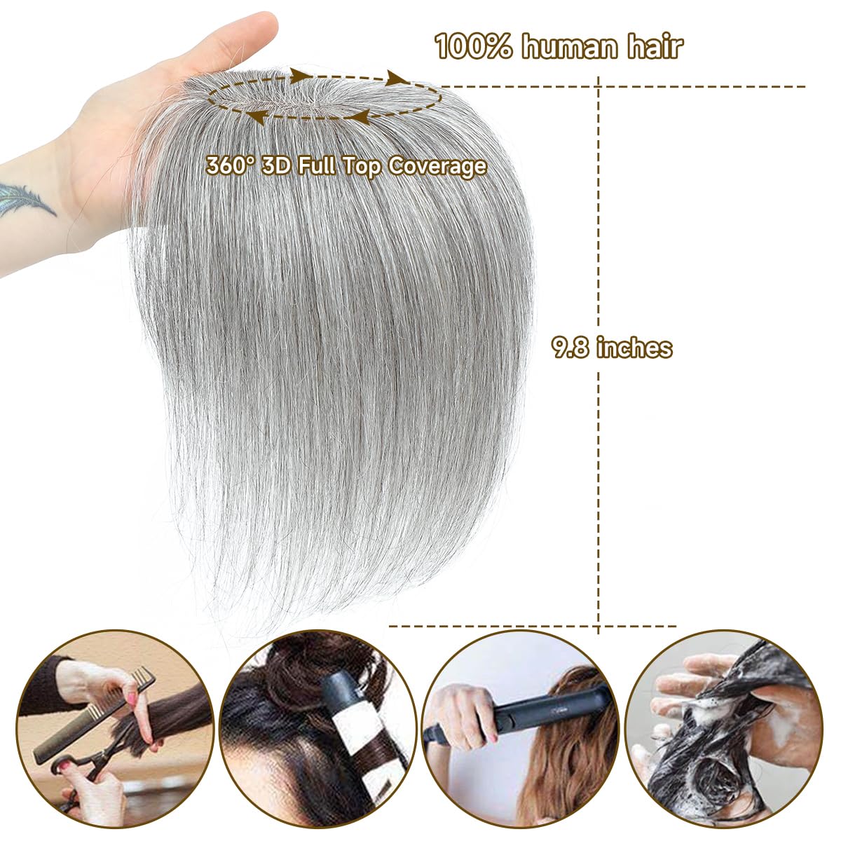 Amazon.com : forfeels Human Hair Topper For Women With 