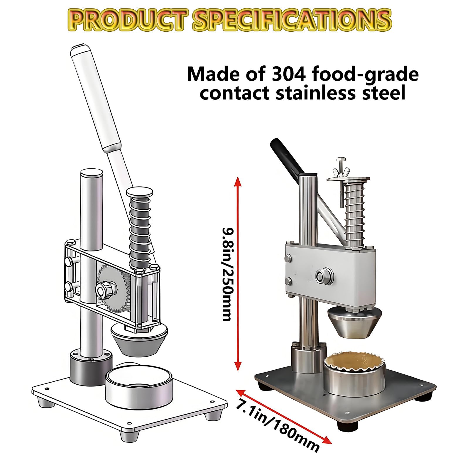 Máquina Manual para Prensar Bases de Tartaletas De Huevo, Moldeadora De Bases de Tartaletas para Elaboración Uniforme De BasesdDe Tartaletas de Huevo, Pasteles, Tartaletas Y Muffins 26