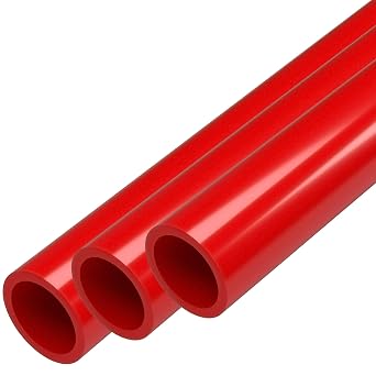 FORMUFIT PVC Pipe, 1/2" Size, 0.840" Actual OD Sch 40 Furniture Grade, Red 40"L x 3-Pack DIY Structural for Greenhouse, Garden, Dog Agility and Maker Projects - P012FGP-RD-40x3