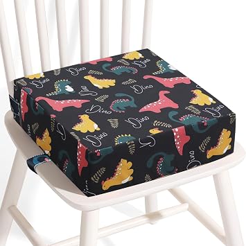 Booster Seat Chair Child Cartoon Portable Booster Seat Toddler Dining Room Chair Raising Pad Dining Room Booster Seats with 2 Safety Buckle Straps Child Seat Cushion