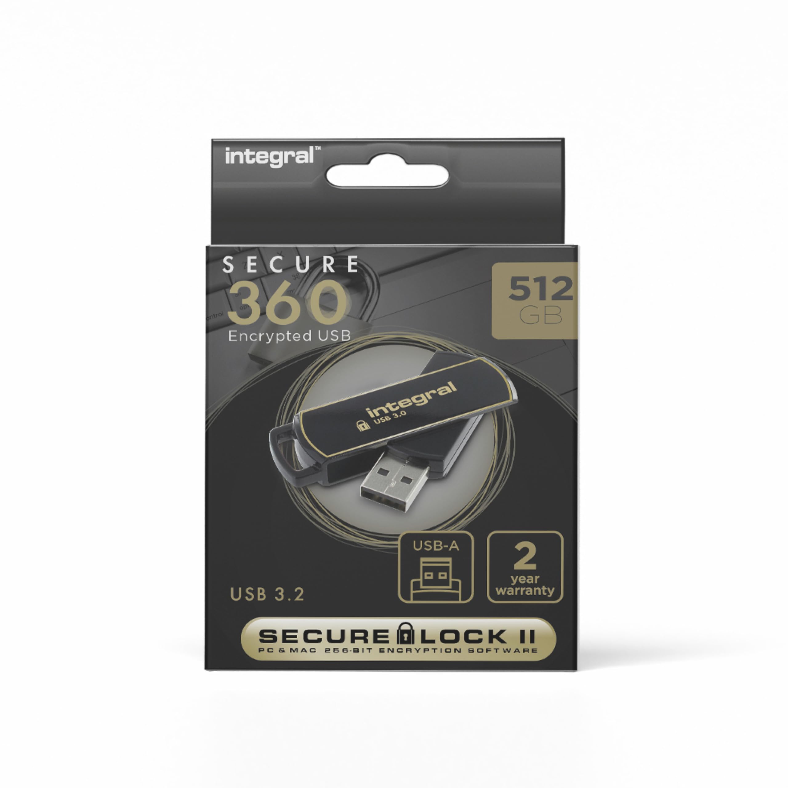 Integral 512GB Secure360 256-Bit Software Encrypted 3.0 USB Stick - Funktionierende & verschlüsselte Doppelpartition, intelligenter Schutz vor Passwortangriffen & 360 Grad drehbares Gehäuse