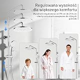 Wiorhix Zestaw Baterii Prysznicowej z głowicą deszczową prysznicem ręcznym | zawór mieszający prysznica, regulowana rama