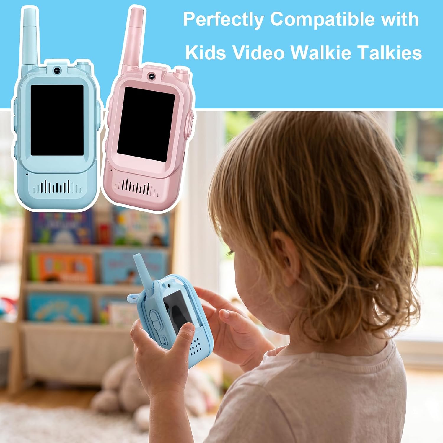 Beautyflier 2 Pack Carrying Case Compatible with YUSSBCU Kids Video Walkie Talkies, Portable Storage Bag for Video Walkie Talkies for Kids, with Adjustable Strap, Great for Travel, Bag Only (Blue)