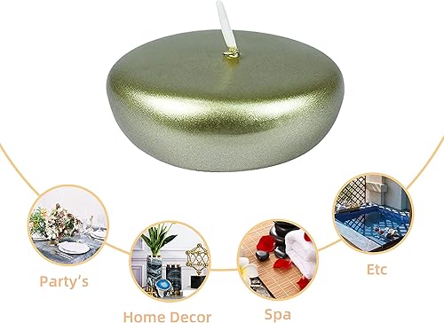 Miniatura 7 de Zest Candle Velas flotantes de 24 piezas, 2.25 pulgadas, dorado metálico