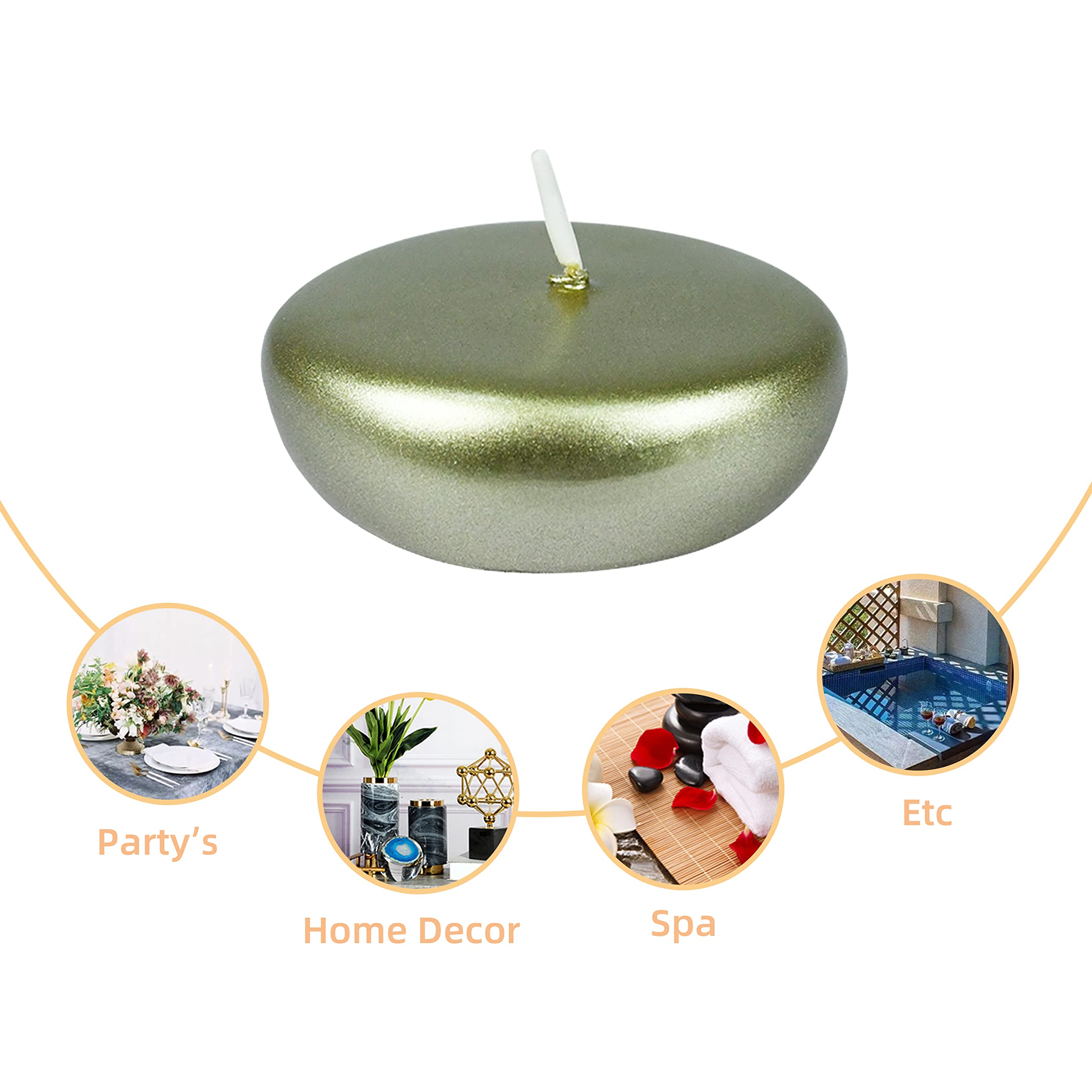 Zest Bougie 24 Bougies flottantes, 5,7 cm, Doré métallique