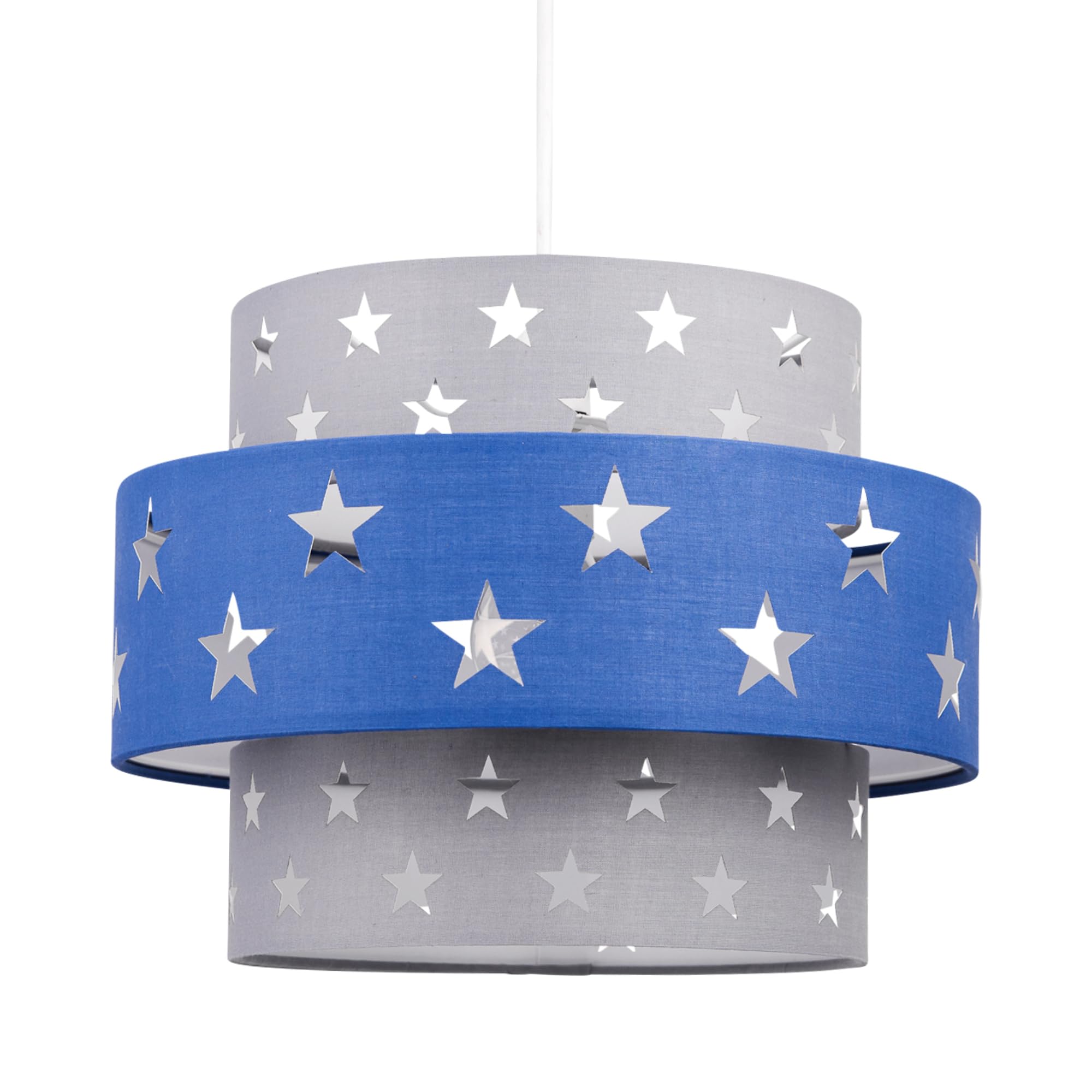 Easy Fit Light Shade Blue Star Design 2 Tier Ceiling Lighting Boys Bedroom