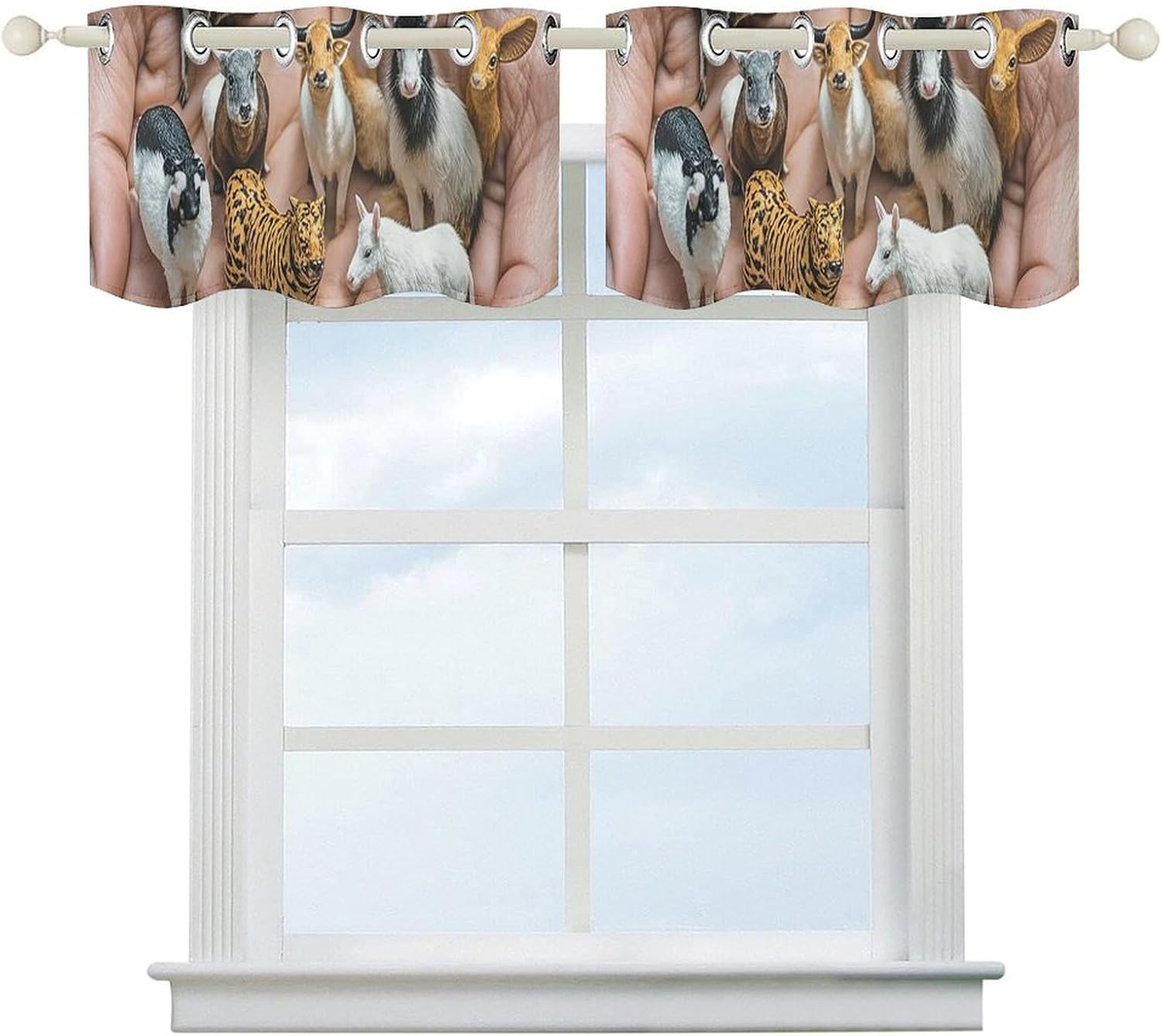 The Twelve Chinese Zodiac Signs Valance for Windows, 2 Pack Kitchen Curtains Modern Home Decor, Soft Blackout Window Curtains for Living Room & Bedroom, 18 X 52 Inch