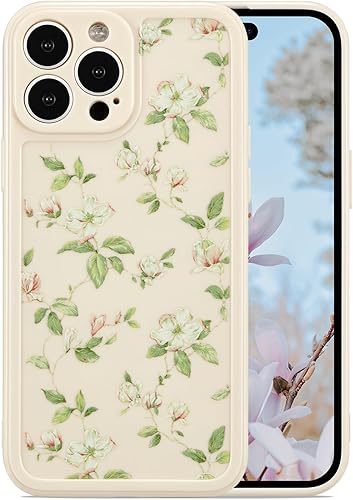 Miniatura 8 de ZTOFERA Funda de silicona compatible con iPhone 15 Pro Max para niñas y mujeres, diseño de flores florales, delgada, a prueba de golpes, funda