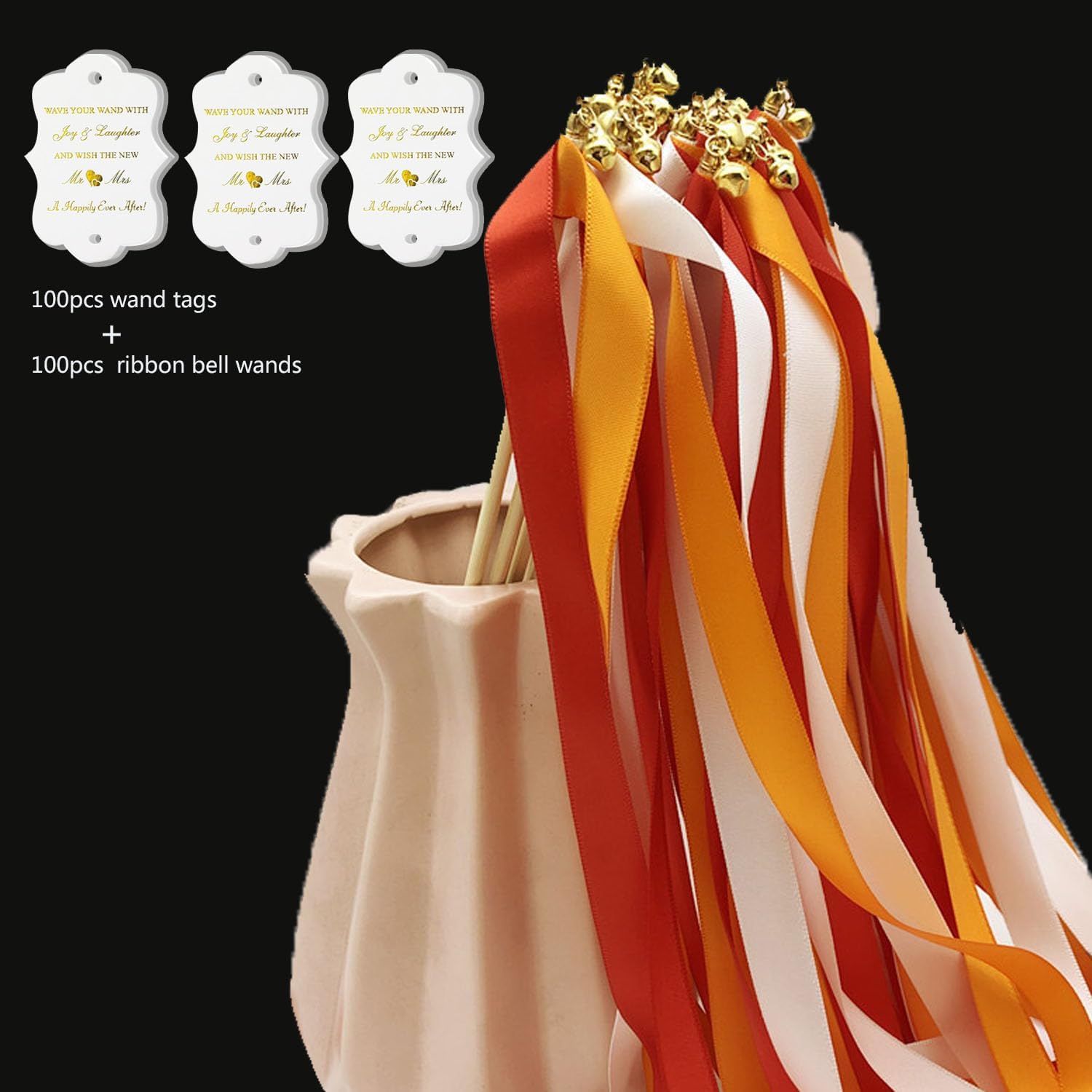 Lace Ribbon Wedding Magic Wands Party Fairy Wands, Ribbon Sticks Wedding Tags,for Wedding, Festival, Event Decor Supplies and Atmosphere Props Party Celebration Decorations (200pcs Mix Color Two)