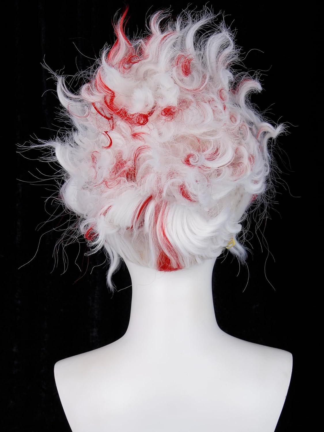 O-karun Cosplay Wig for Men Short Curly White and Red Wave Wig White Costume Male Wigs for Unisex Halloween Party Women