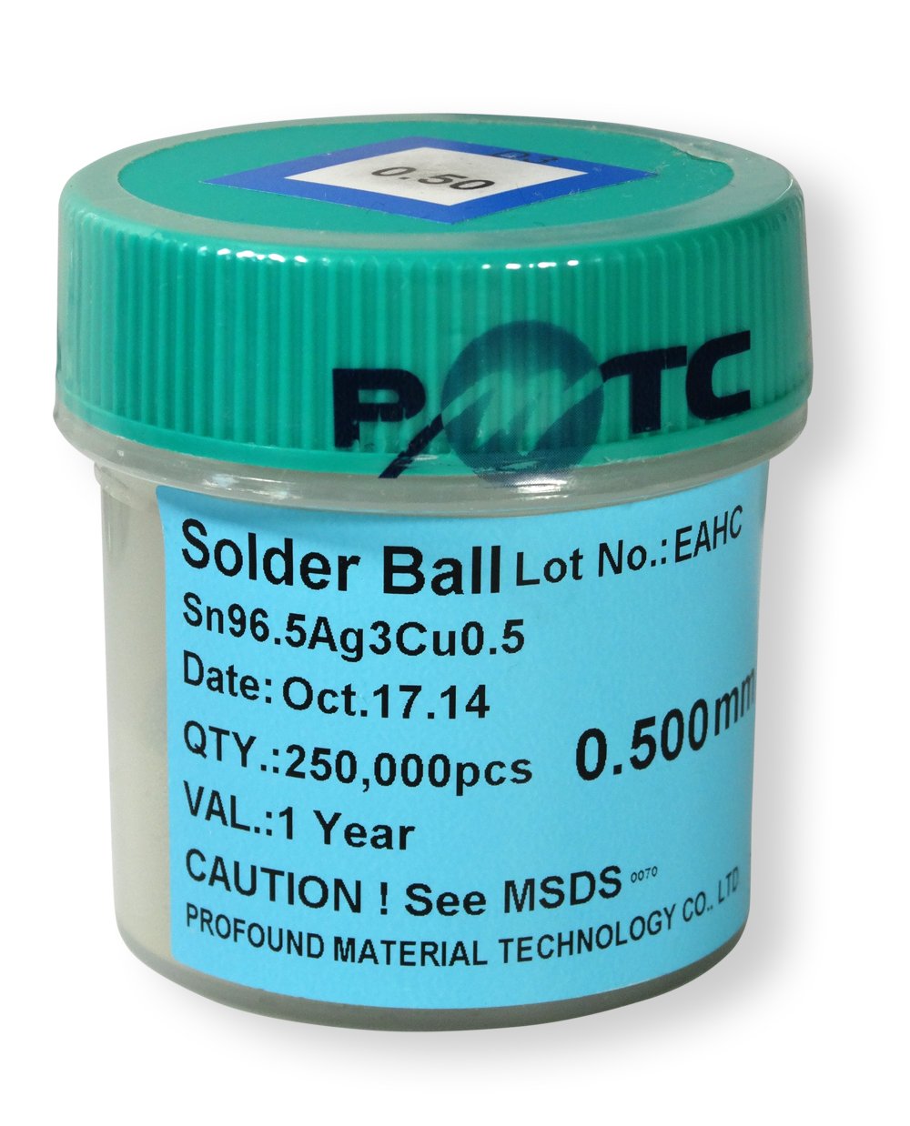 BGA Reballing-Lötkugeln 250000 Stück 0,50 mm bleifrei SN96.5AG3.0Cu0.5, LK-50LF250