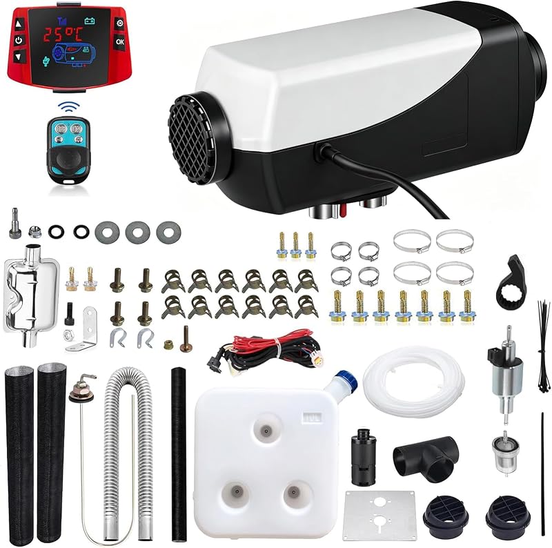 Aquecedor de ar a diesel ZHIBANG 12 V 8 kW com display LCD inteligente, tanque de 10 L e silenciador