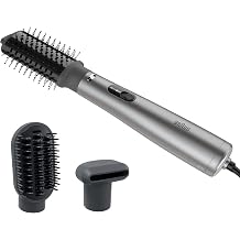 Braun Hot Air Brush AS4.3 Lightweight Hot Air Styler with Round Brush Smoothing Brush and Drying Attachment 1000W HTDC Motor with 3 Styling Levels Super Iontec Technology Grey Satin Finish BRAS430E