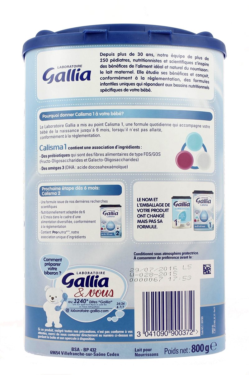 Gallia dès la naissance jusqu'à 6 mois 800g